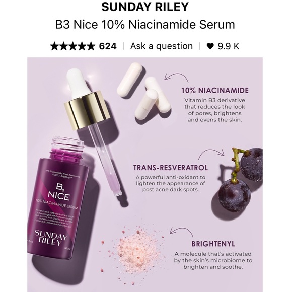 Sunday Riley B3 nice 10% niacinamide serum - Picture 2 of 2
